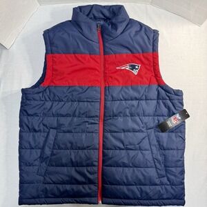 New England Patriots Vest Puffer Men's XL NFL Blue Red Puffy Vest NWT